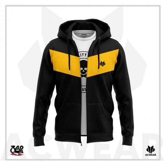 AC Wear Fermuarlı Hoodie Siyah-Sarı