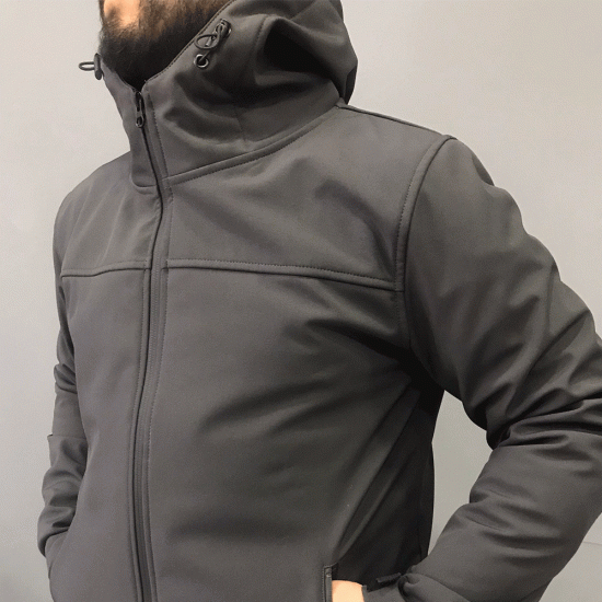 Softshell Füme Kapüşonlu